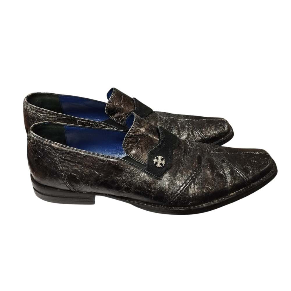 Mark Nason Mens Rock Lives Leather Loafers 11.5 Black Distressed Rocker Punk